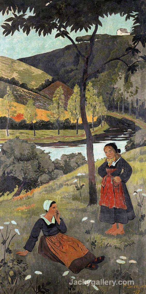 Deux bretonnes au bord de l Aulne by Paul Gauguin paintings reproduction